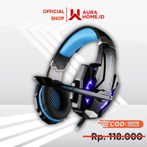 G9000 Gaming Headset Twisted with LED Light / Headseat Headphone Game Gaming Hp Rgb Mic LED Mic Surr