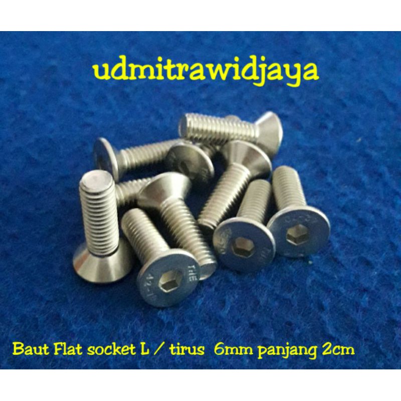 Baut speaker M6 stainless baut mur cakar 6mm baut box speaker baut tirus verseng ss flat socket L