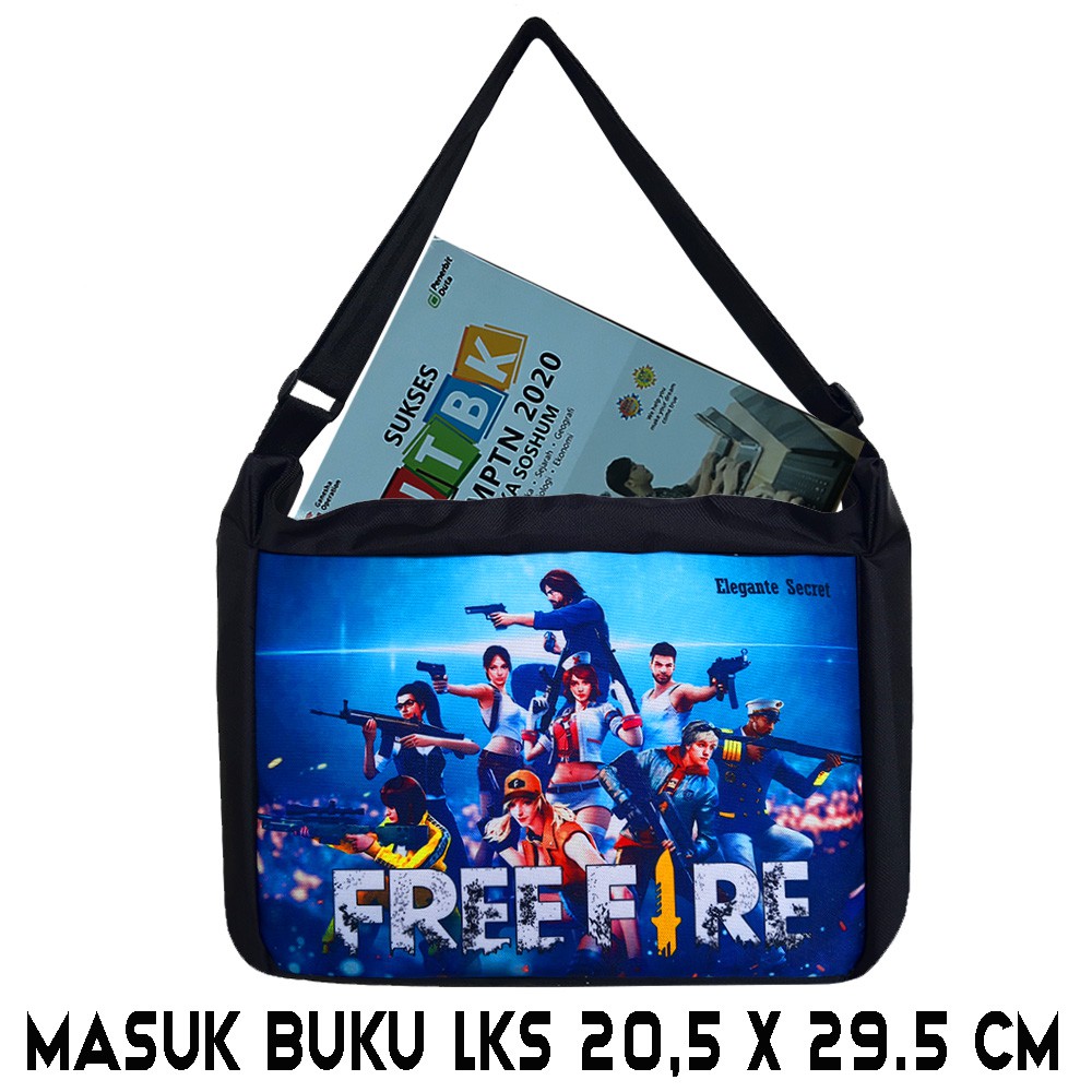 Tas Slempang Pria Distro FF Free firee Tas Selempang Soren Sekolah Cowok Sublim Paket LKS