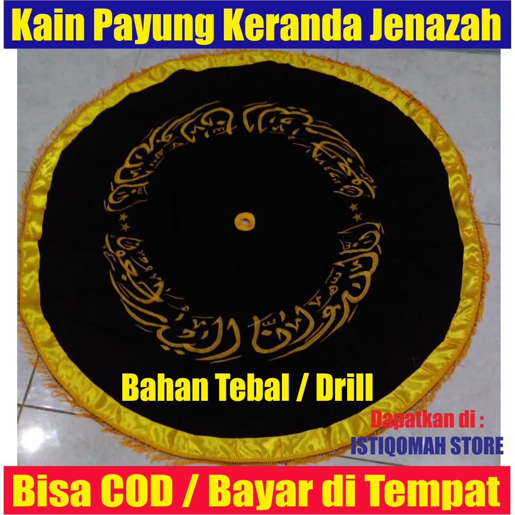 COD Bayar Ditempat Kain Tutup Penutup Keranda Jenazah &amp; Kain Payung Bahan Drill Hitam Full Bordir