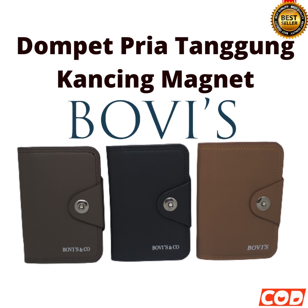 Dompet Pria Tanggung 3/4 Original Ori Bovis Tipe Kancing Bahan Premium Berkualitas Harga Murah Terjangkau Model Terbaru Keren Berkualitas