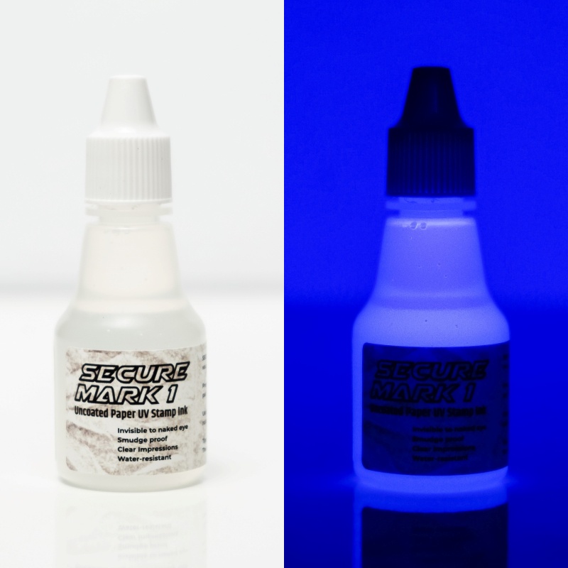 Secure Mark 1 - Tinta Stempel UV Invisible Ink ke kertas tiket voucher