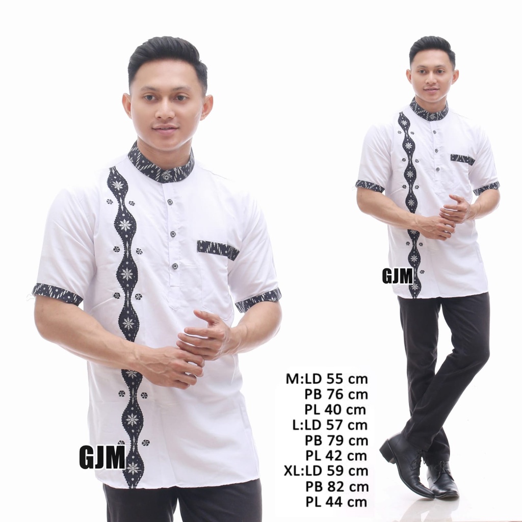 Baju Koko Pria Dewasa Koko Kurta Batik Lengan Pendek Kemeja Muslim Pria Lengan Pendek Koko Kurta Bordir