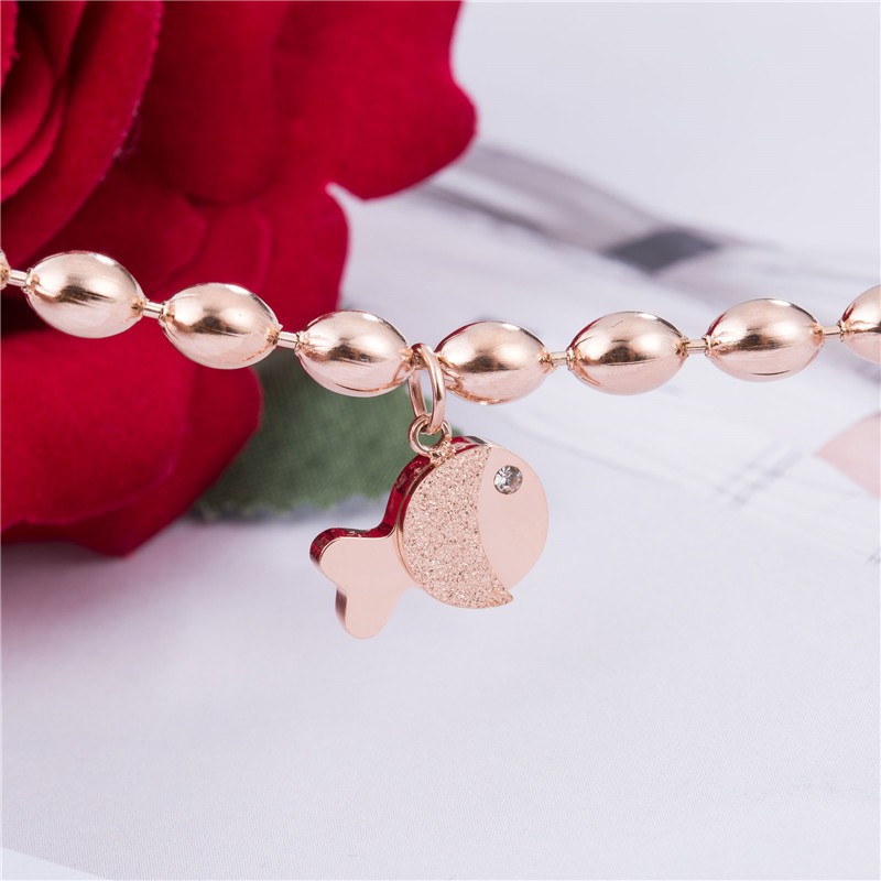 Gelang Bracelet Wanita Titanium Korea Hadiah GK043 rose gold cocok hadiah motif ikan