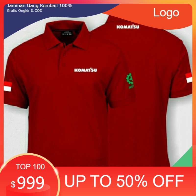 Kaos Komatsu Kaos kerah Komatsu bordir depan belakang