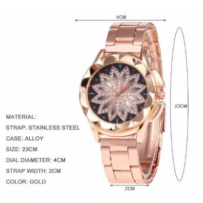 Jam Tangan Wanita Rantai Steel Geneva Motif Bunga