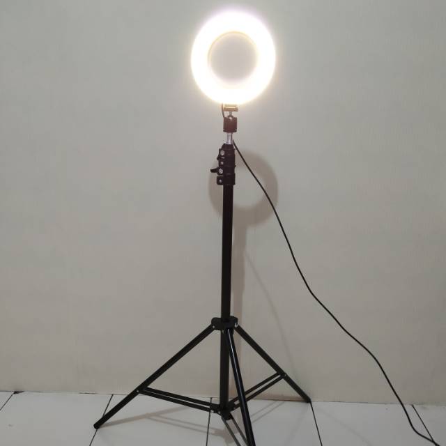 Lampu Ring Light LED Kamera 8W 6 Inch+ light stand tripod 180cm