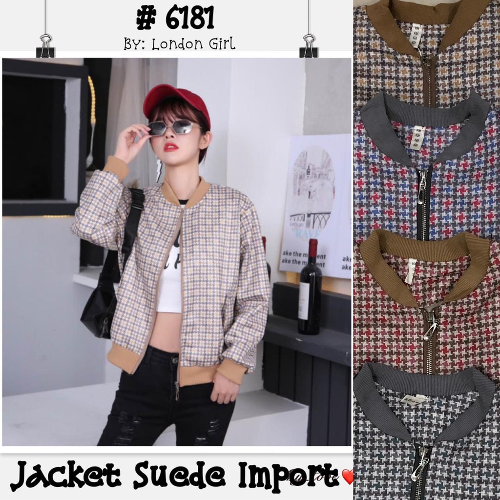 Jaket Wanita Suede Import Lengan Panjang Grosir Ecer #6181/ Woman Import Suede Jacket