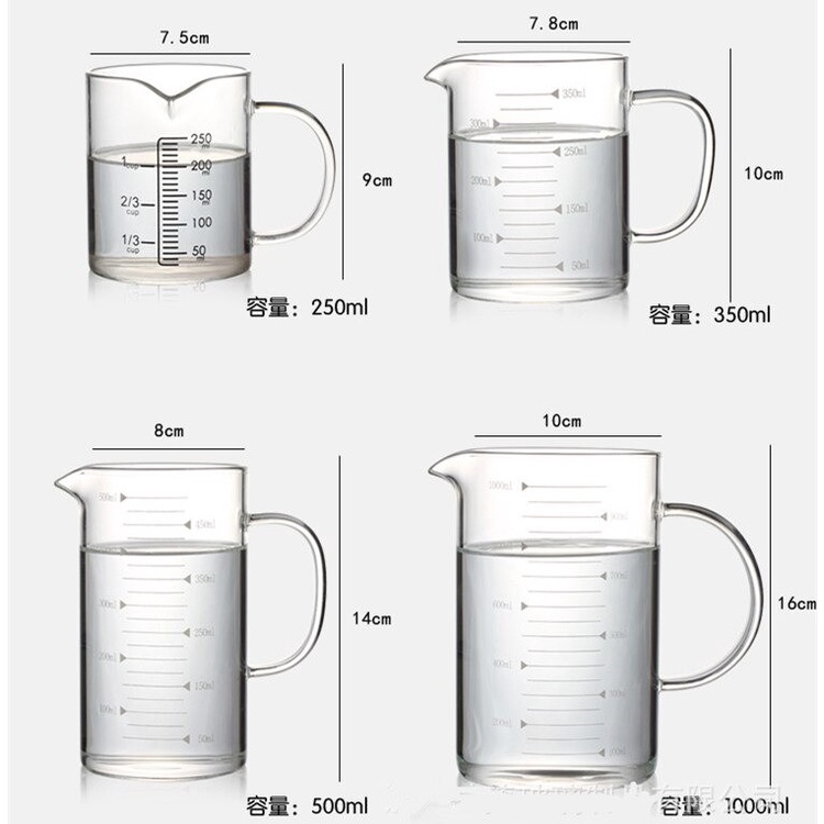 Cangkir Gelas Takar Ukur Measuring Cup Glass 500ml - GG-18 - Transparent