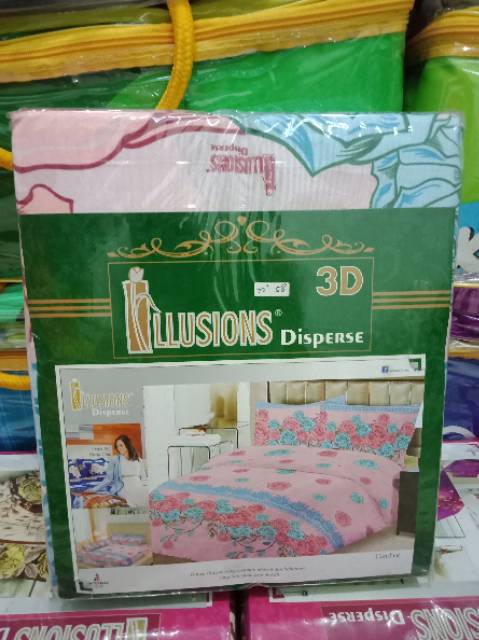 Sprei Illusions King 180x200 cm 3D 3in1 Disperse Kualitas Premium