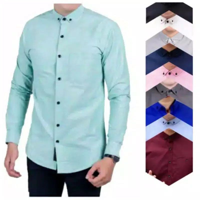 Ⓝxvf-648 Kemeja Pria Polos Fashion Maikel Katun Strit LD100 PJ70 Allsize M L XL Kerja Formal