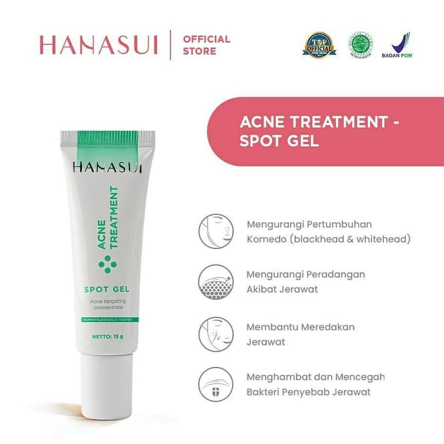 PAKET HANASUI Acne Treatment Series (Cleanser, Acne Spot Gel, Power Essence, Day Cream, Night Cream)