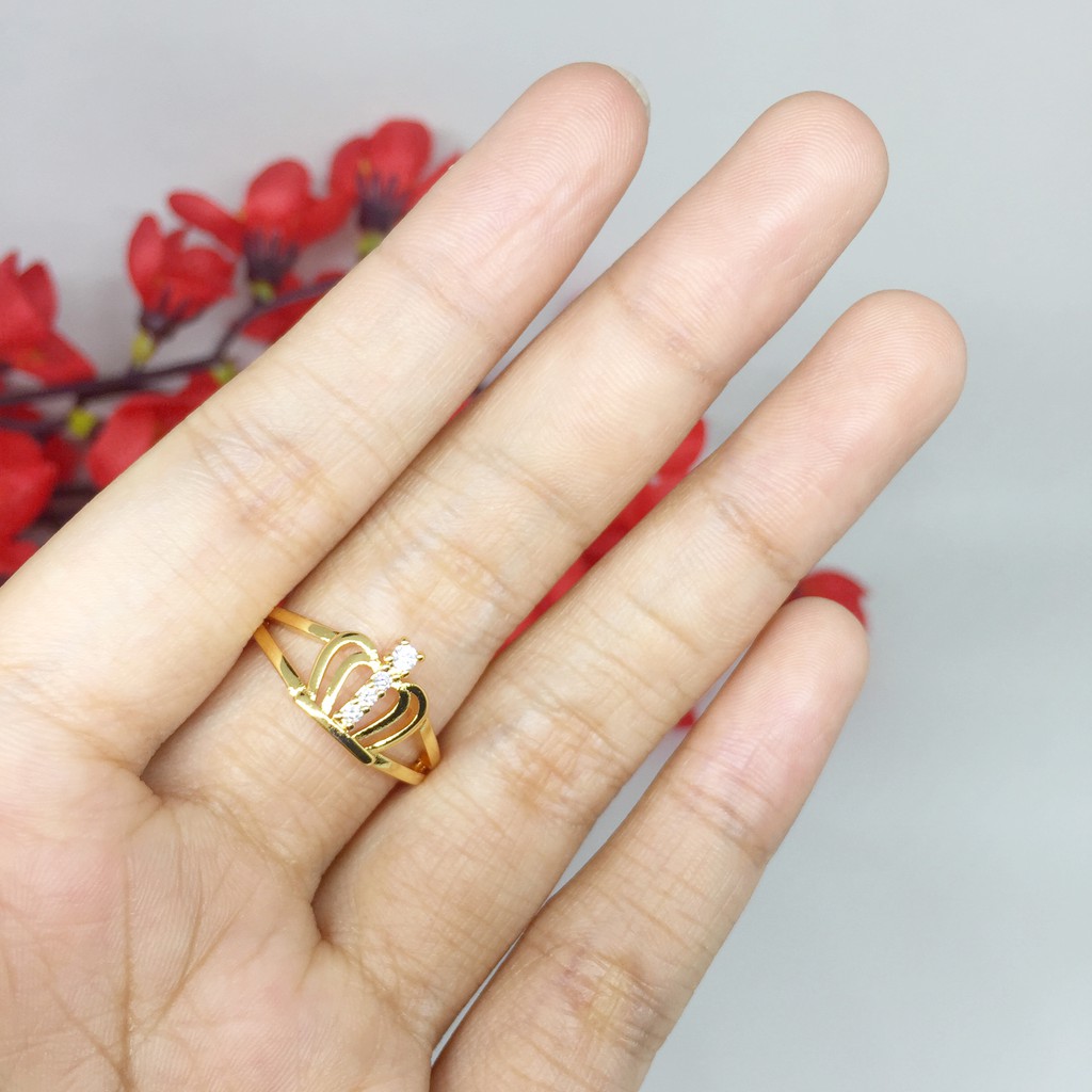 Cincin Xuping Premium Lebah Bentuk Mahkota Kecil Lapis Emas - BR486