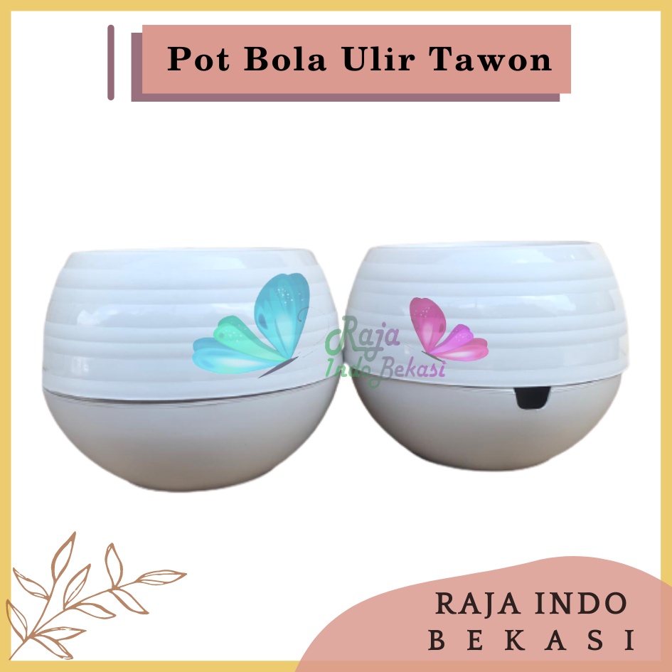 Pot Bola Ulir Putih Motif Pot Tawon Tanaman Bunga Plastik Jozaka - Pot Bola Mini Plastik Putih Bunga Pot Bunga Plastik Unik Pot Bola Pot Plastik Putih /Size 25/Pot Bola Sultan