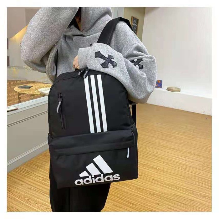 TAS RANSEL IMPORT PREMIUM ADIDAS 3 LINES FRONT ZIPPER BACKPACK A05082