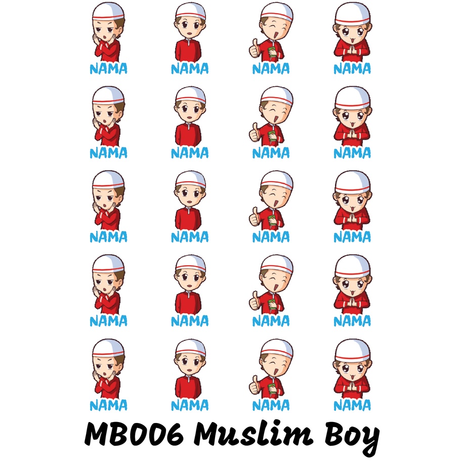 

Sticker Nama Cutting Label Waterproof Tahan Air Muslim Boy 06 (MB006)