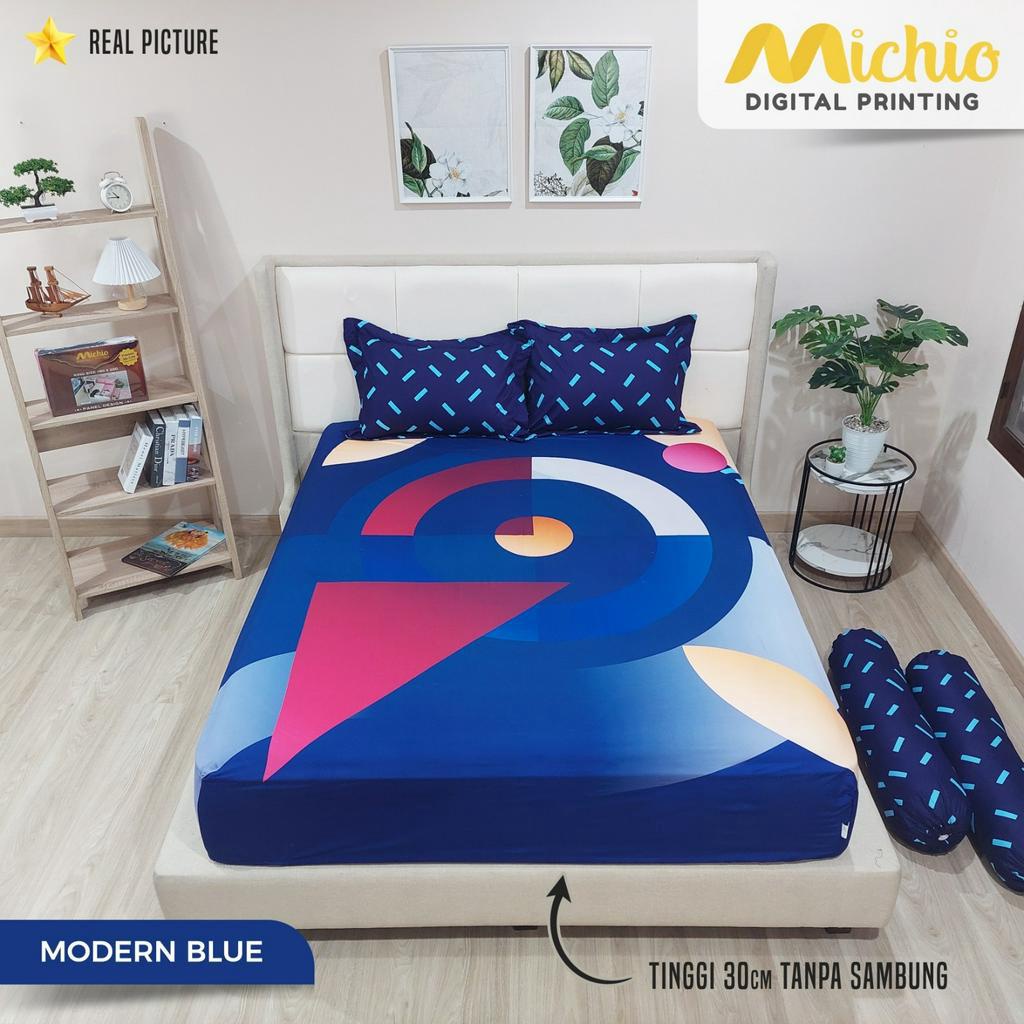 Sprei Michio Digital Print Ukuran 160x200 Tinggi 30cm Aneka Motif Karakter Seprai Queen Bed Harga Murah