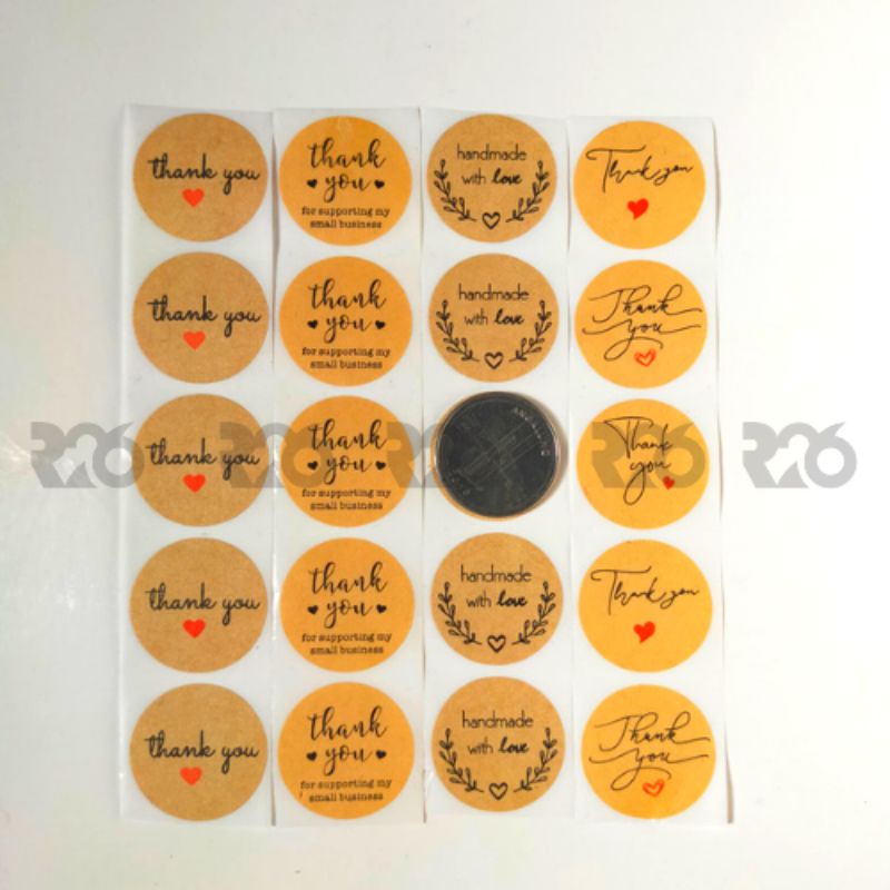 stiker kraft 10 pcs | stiker  thank you stiker terimakasih | diameter 2,5 cm