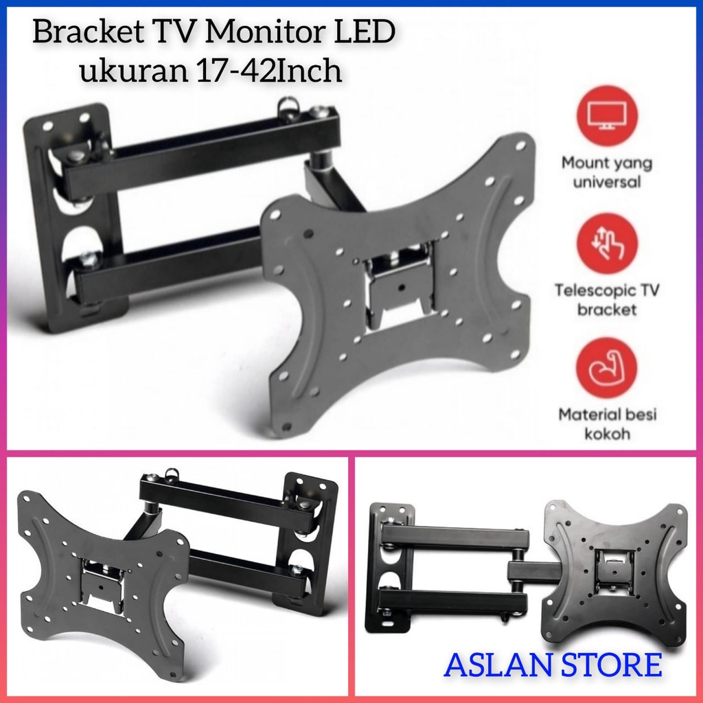 Telescopic TV Bracket monitor LCD LED 2.5m 200 x 200 Pitch 17-42Inch TV X-200