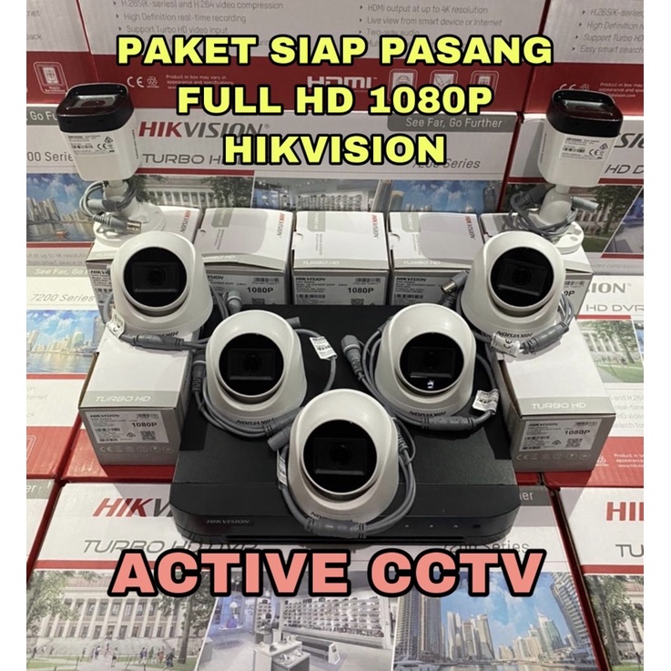 PAKET KAMERA CCTV HIKVISION 7 CAMERA DUAL LIGHT COLORVU &amp; INFRARED 2mp 8 CH CHANNEL 1080p FULL HD