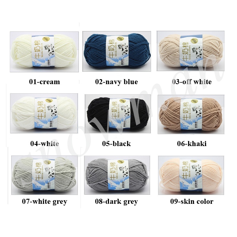 50g Benang rajut katun impor big ply/5ply milk cotton yarn crochet yarn