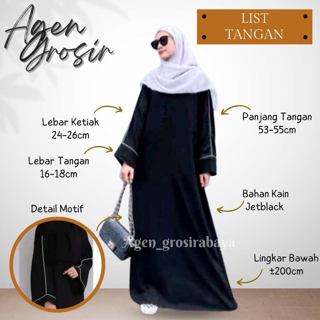 ABAYA LIST PUTIH TERMURAH ABAYA SYARI ABAYA HITAM ABAYA KEKINIAN