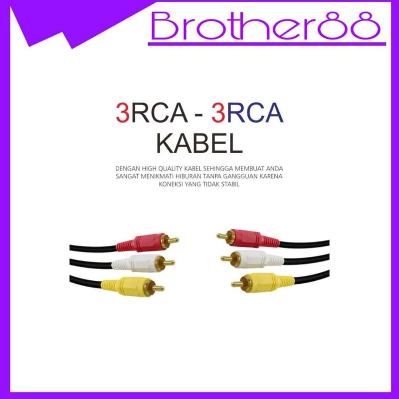 KABEL RCA TO RCA 1.5M / KABEL AV VIDEO 1.5 / AUDIO 3-3 HIGH QUALITY