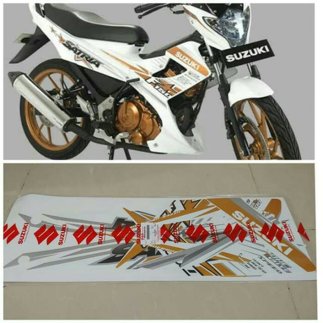 Striping satria fu 2013 putih gold origInal SGP