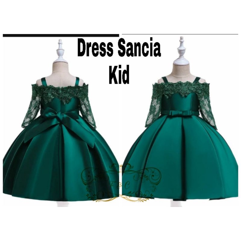 3 UKURAN S M L DRESS SANCIA KID PAKAIAN ANAK PEREMPUAN MOSCREPE APLIKASI BRUKAT FEHM