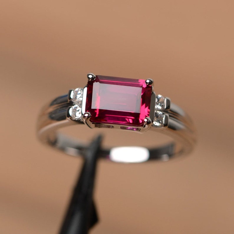 Cincin Berlian Ruby Bahan S925 Sterling Silver Untuk Wanita