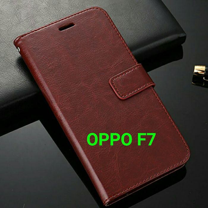 Unik Flip Cover OPPO F7 OPPOF7 Wallet Leather Case Casing - Hitam Diskon