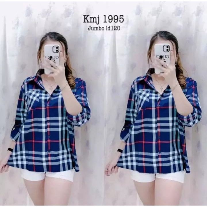 kemeja burberry jumbo ld 120 wanita lengan panjang kekinian