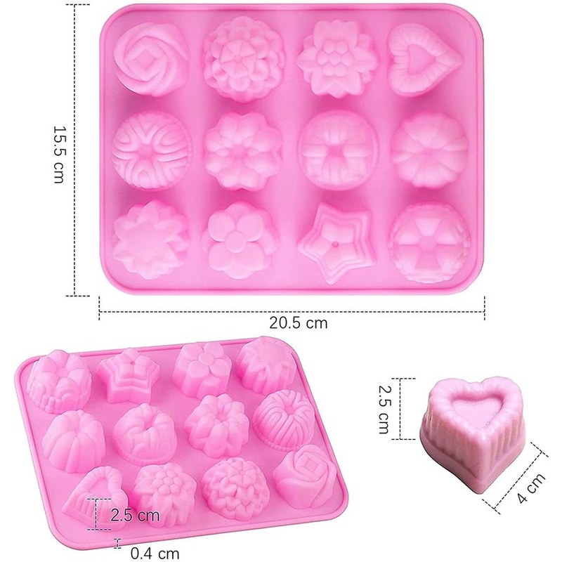 Flowers Silicone Non Stick Cake Baking Molds For Chocolate ，Candy ， Muffins ，Cake