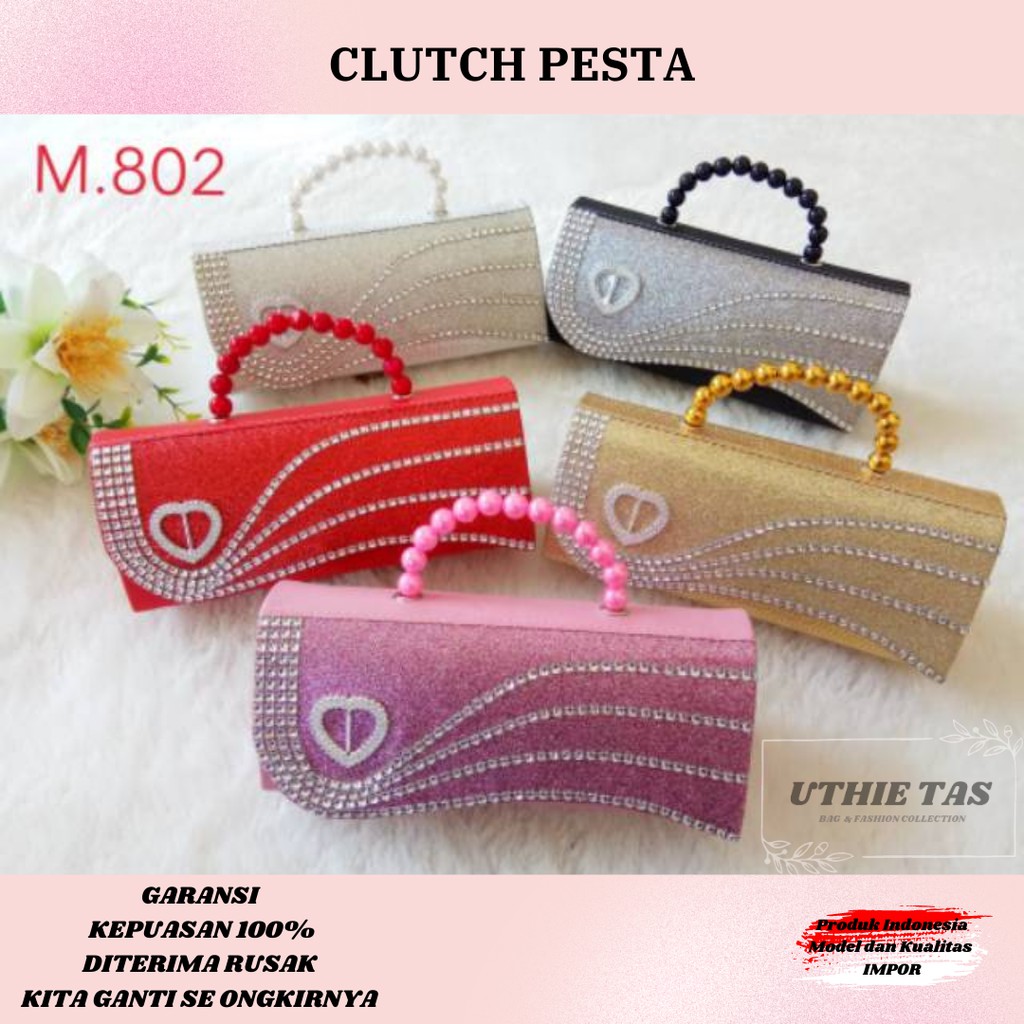 Tas Dompet Clutch Tangan Pesta Kondangan Nikahan Fashion Wanita Cewek Mewah Cantik Murah M802