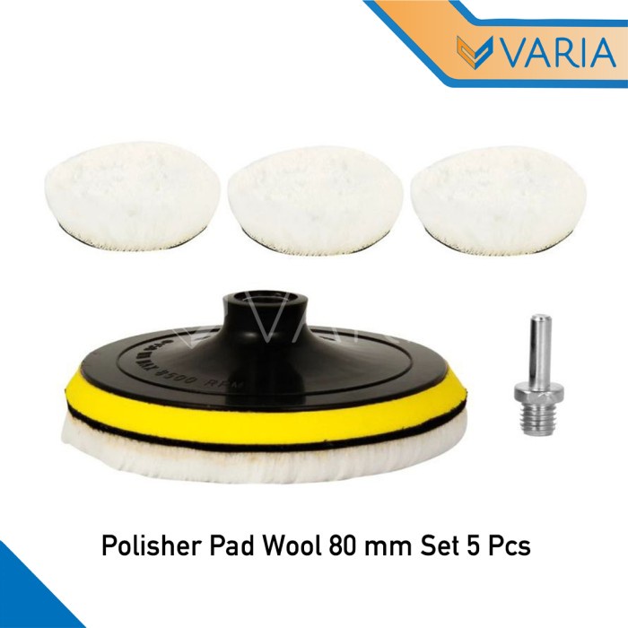 Pad Poles Wol Wax Buffer Body Mobil 80 mm Set 5 Pcs Polisher 345IA