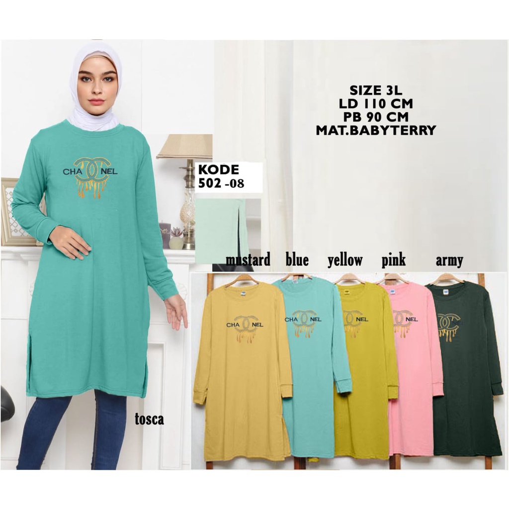 Tunik Kaos Muslim Wanita Import Atasan Tunic Murah Terbaru Kekinian Tebal Baju Selutut