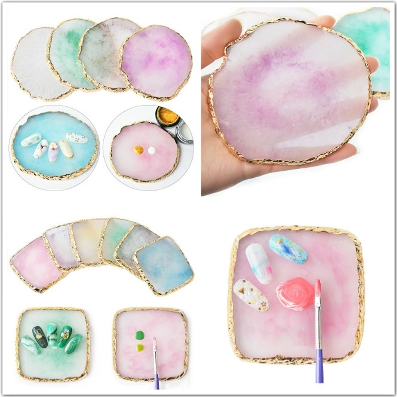 1Pc Natural Resin Nail Color Paint Palette Holder Drawing Nail Art Color Palette for Nail Color Mixing Display Nail Art Tools