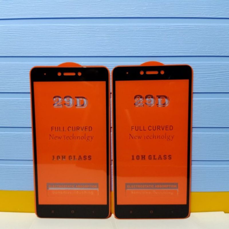 Tempered Glass Xiaomi Redmi 4X Full Cover Warna 5D / 6D / 9D  - Hitam