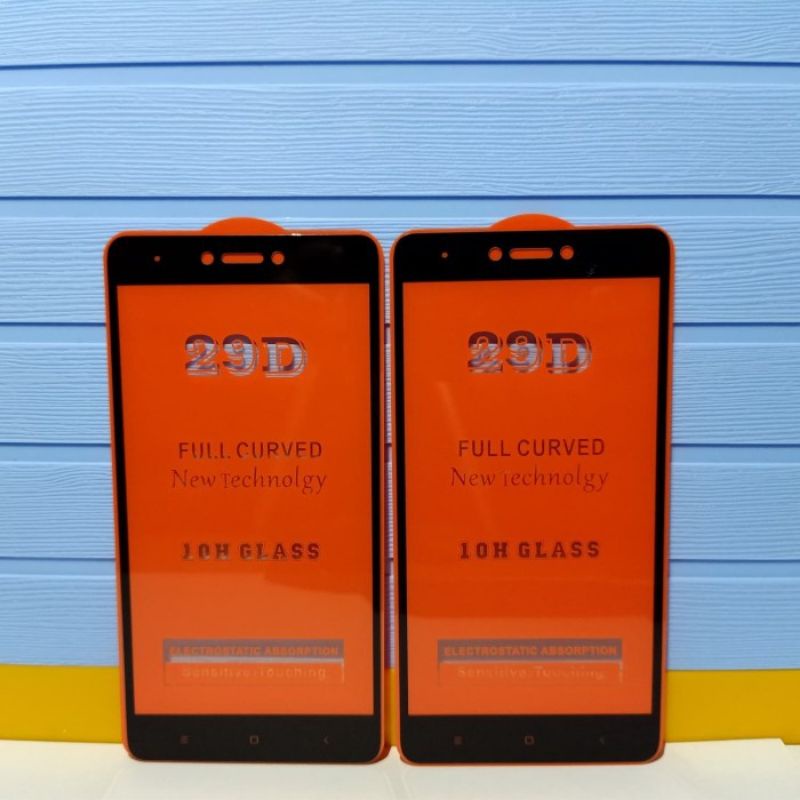 Tempered Glass Xiaomi Redmi 4X Full Cover Warna 5D / 6D / 9D  - Hitam