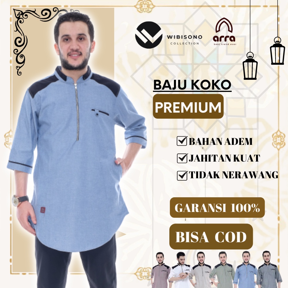 Baju Koko Kurta Pria YU3 Cowok Dewasa Lengan Pendek 3/4 Terbaru Premium Murah Original GHAZI