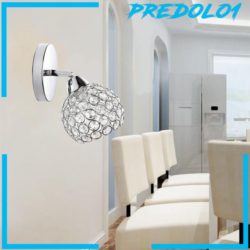 (Predolo1) Lampu Dinding Led Bahan Kaca Kristal Warna Silver Untuk Lorong / Kamar Tidur / Rumah