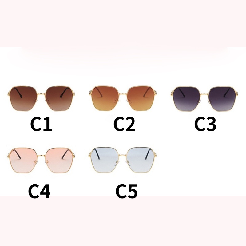 (YUZHU) COD New Fashion Square Metal Sunglasses Retro Horsebit Sunglasses Wanita/Pria