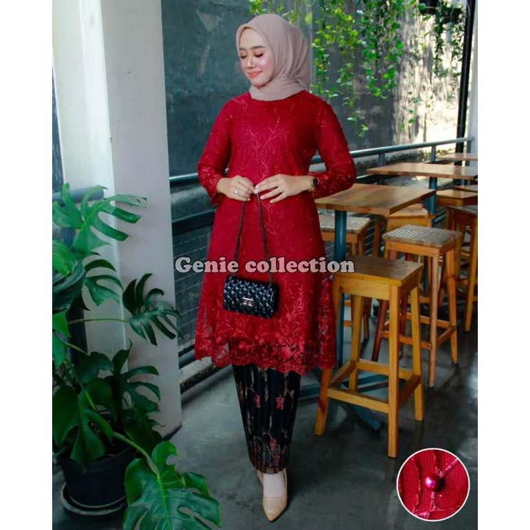 SETELAN KEBAYA TUNIK TILE MEWAH+ROK PLISKET BATIK PANJANG
