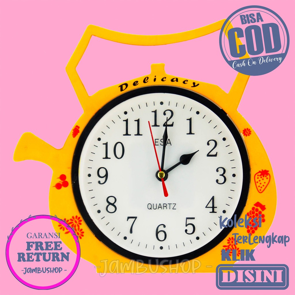 Jam Dinding Dekorasi Rumah Bentuk Teko Lucu Unik Minimalis Esa 907