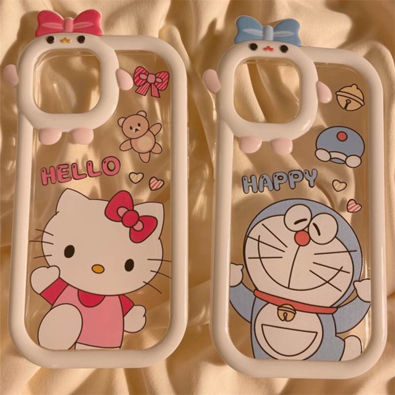 Soft Case Silikon TPU Transparan Motif Kartun Kucing 3D Untuk iPhone 14 13 12 11 Pro Max X Xr Xs Max iPhone 7 8 6 6s Plus SE 2020 Fashion Cute Kitten Cartoon Phone Case Clear 3D Thick Lens Protection Shockproof Silicone TPU Soft Case Protective Back Cover
