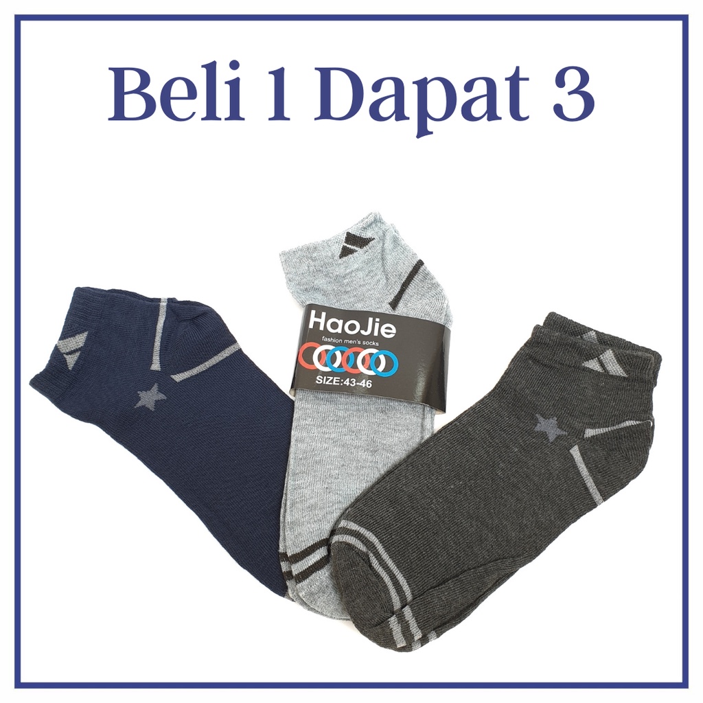 Kaos Kaki Pria Dewasa Sport Pendek Motif Beli 1 dapat 3 !!!