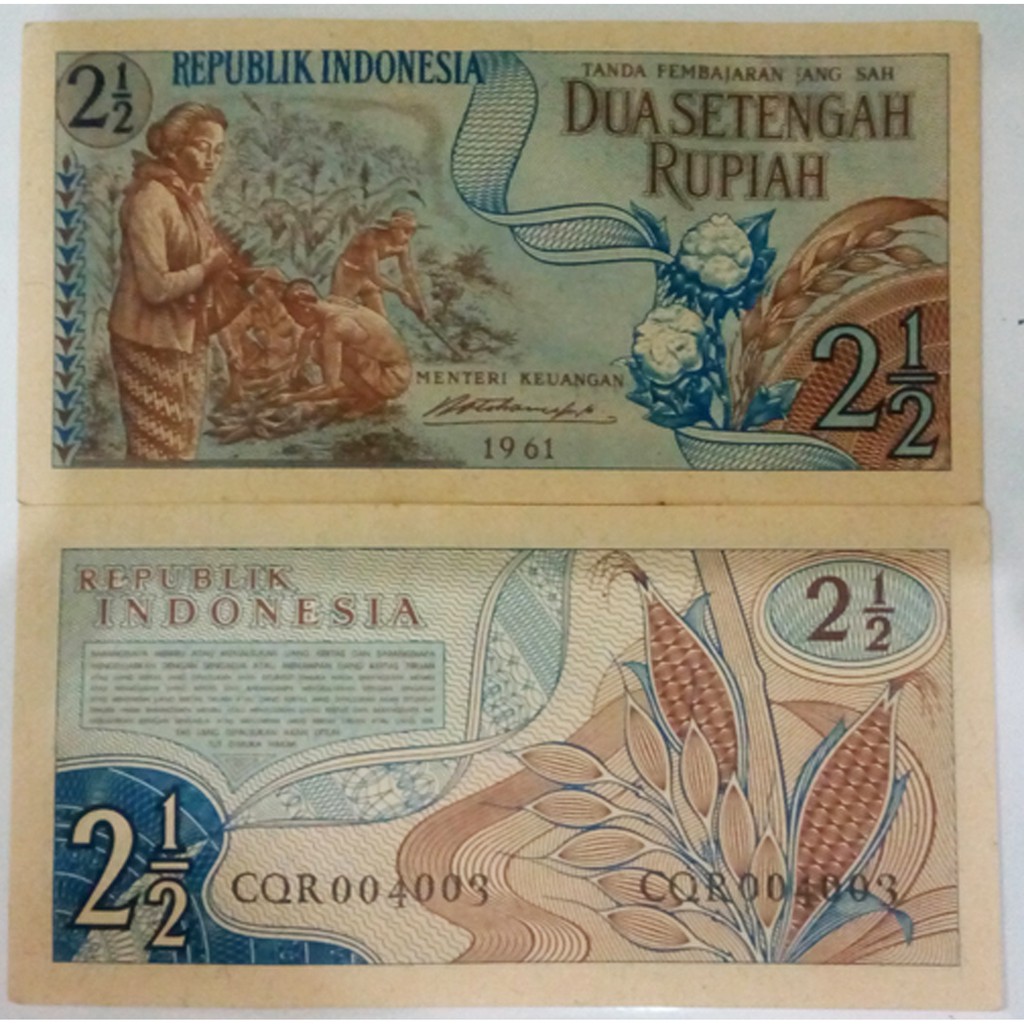 uang kertas 2,5 rupiah tahun 1961