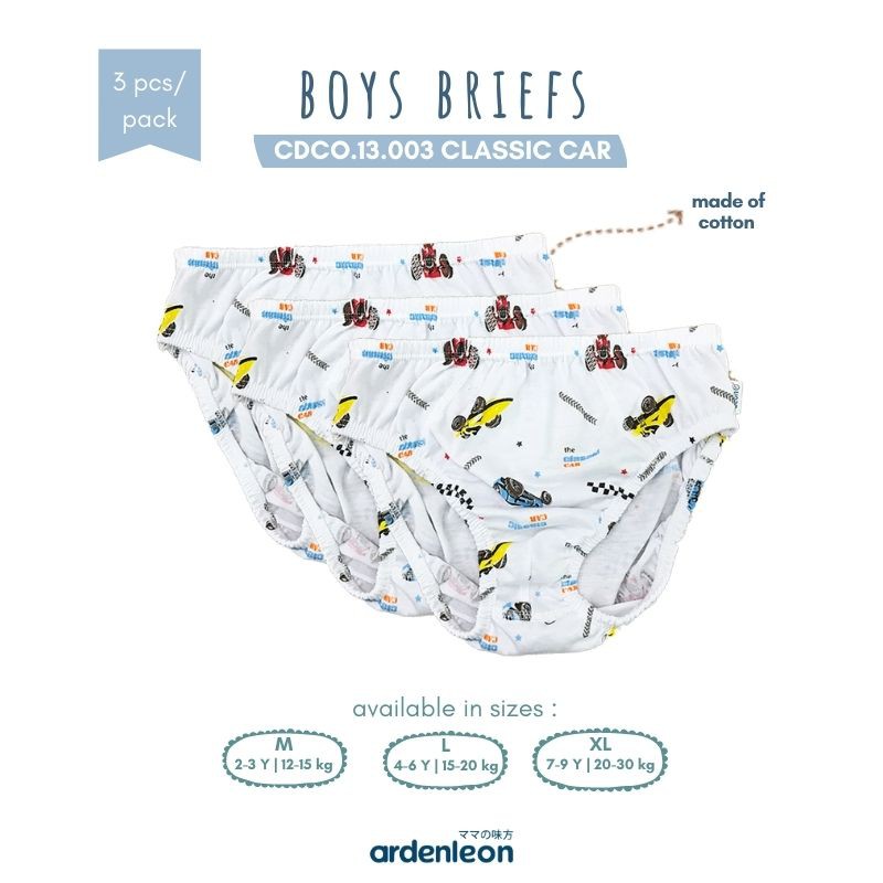 

ARDENLEON (3 pcs) Celana Dalam Anak Laki-Laki Classic Car Putih CDCO.13.003