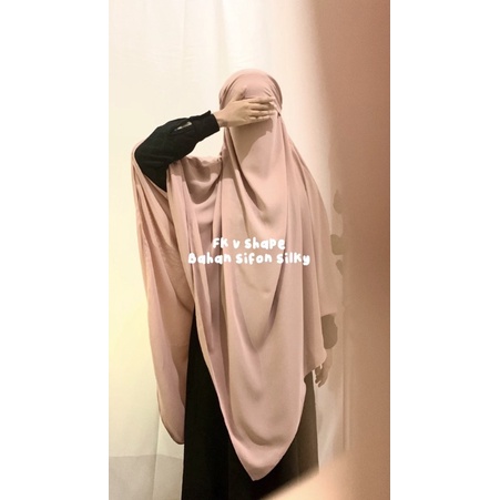 ATHEELA FRENCH KHIMAR | French Khimar double layar cuttingan V Shape bahan Sifon Silky | by Butiksib