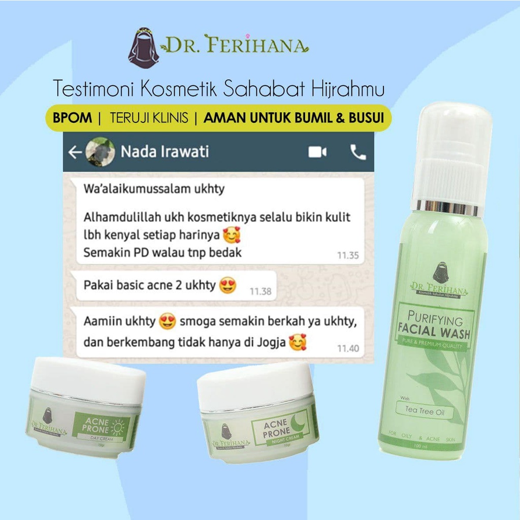 Paket Ekonomis Anti Jerawat dr. Ferihana Cosmetics &amp; Skincare Rangkaian Paket Perawatan Wajah untuk Kulit Berminyak Berjerawat Ringan Sedang sampai Meradang Bernanah BPOM LPPOM HALAL MUI